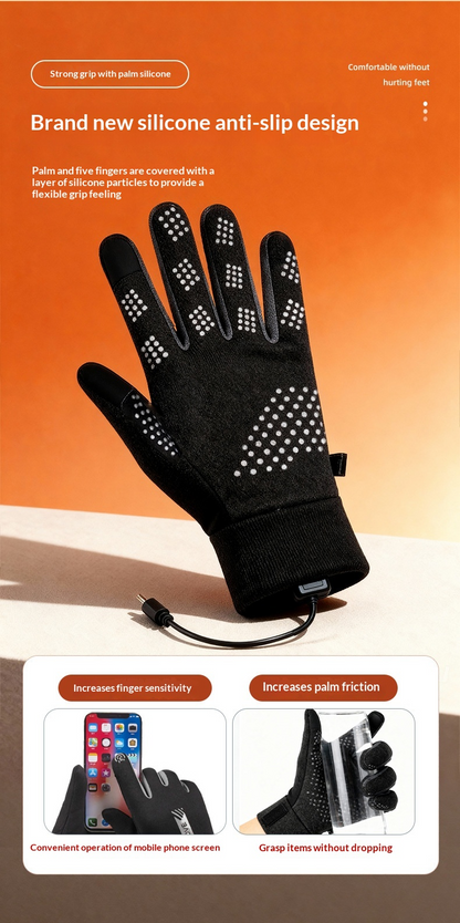 Outdoor Waterproof USB Three-Setting Temperature-Controlled Heated Gloves