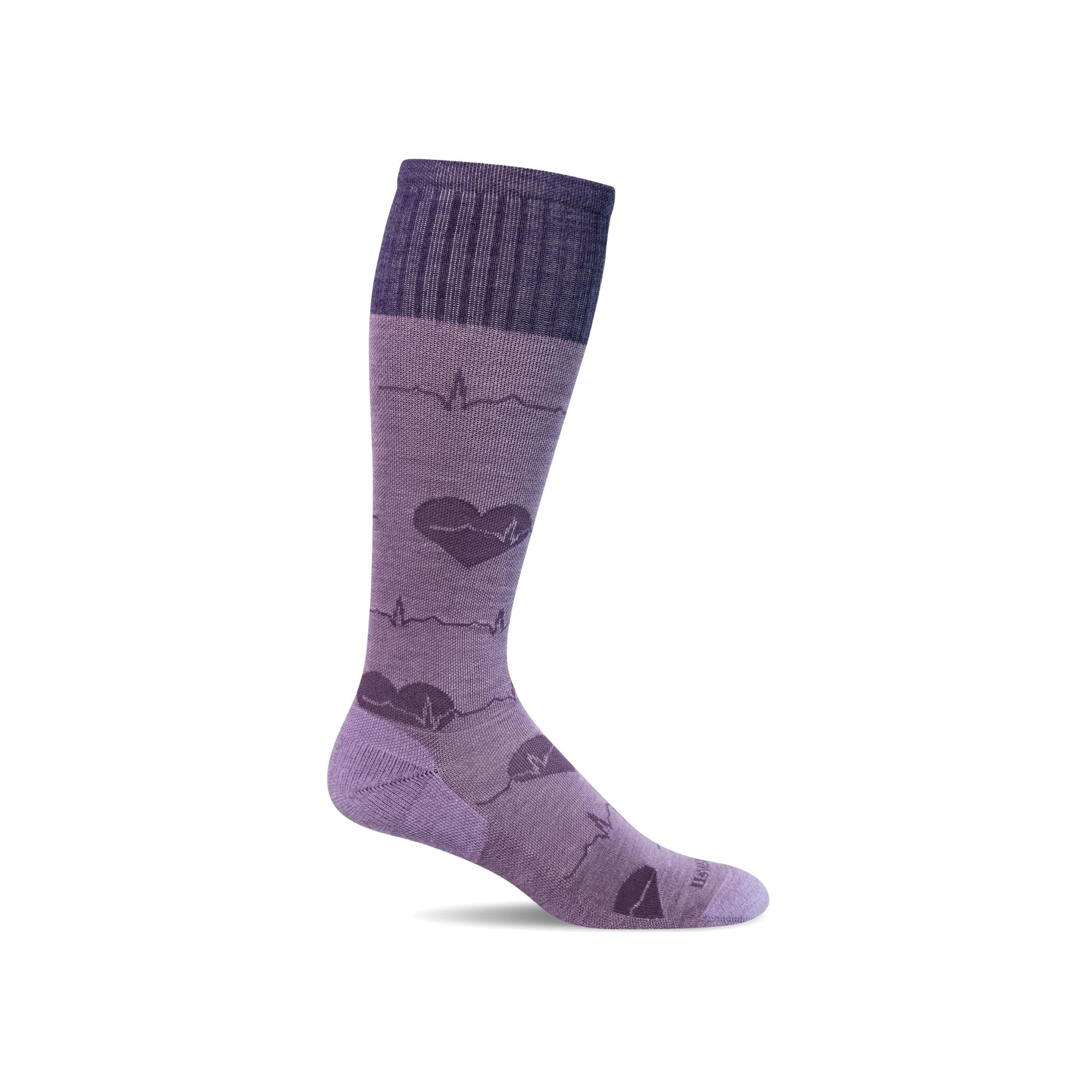 Sockwell Womens Heart Beat Moderate Graduated Compression Sock Lavender - S/M