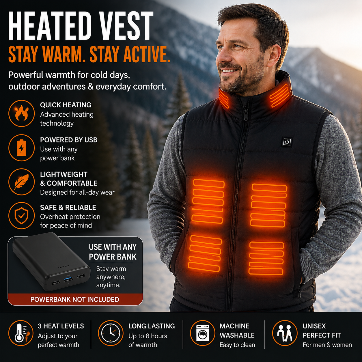 Electric Heat Vest USB