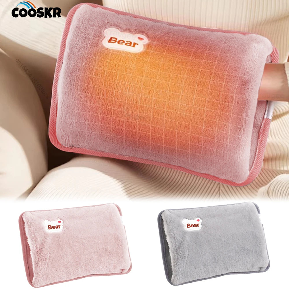 Electric Hand Warmer Portable Heated Gloves USB Warming Plush Hot